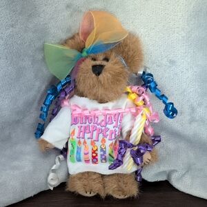 Boyds Bears "Judith" Happy Birthday Teddy Bear with Colorful Ribbons